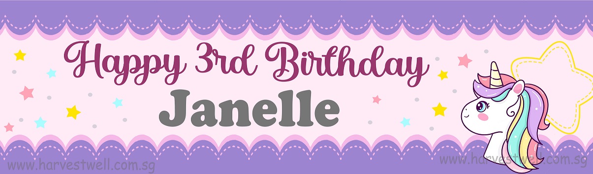 Pastel Unicorn Birthday Customized Banner Pastel Unicorn Birthday Customized Banner